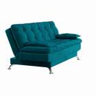 Sofá-cama Casal 3 Lugares Superior Suede Azul Turquesa