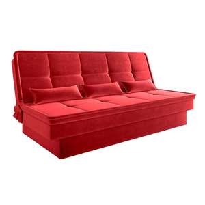 sofa cama casal 3 lugares texas suede vermelho