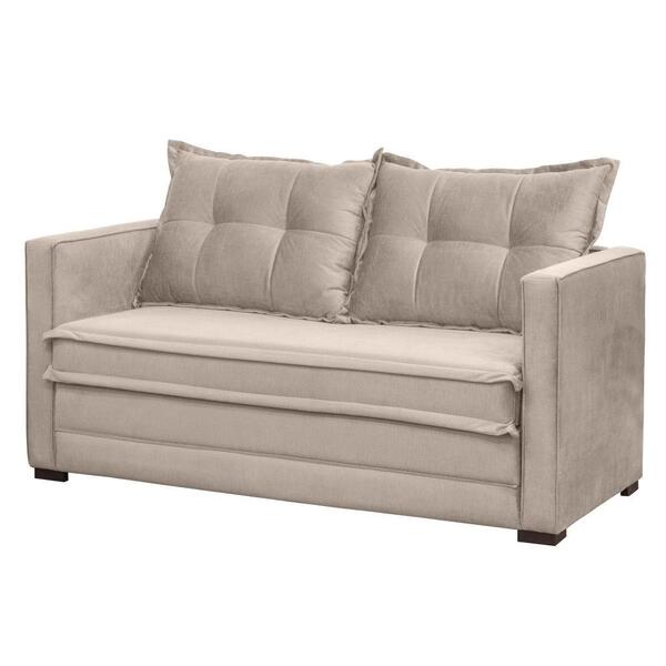 Sofá Cama Casal Articulável 2 Lugares Londres Suede Bege - D'