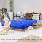 Sofa Cama Casal Azul Royal Com Madeira Maciça.