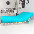 Sofa Cama Casal Azul Tiffany Com Madeira Maciça.
