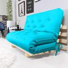 Sofa Cama Casal Azul Tiffany Com Madeira Maciça.