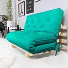 Sofa Cama Casal Azul Turquesa Com Madeira Maciça.