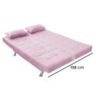 Sofá Cama Casal Com Almofadas 3 Lugares Califórnia Suede Rosê