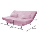 Sofá Cama Casal Com Almofadas 3 Lugares Melina Suede Rosê