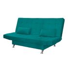 Sofá Cama Casal Com Almofadas Chicago Suede Azul Turquesa