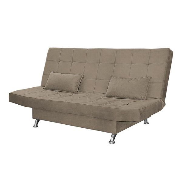 Sofá Cama Casal Com Almofadas Chicago Suede Cappuccino