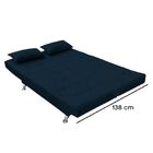 Sofá Cama Casal Com Almofadas Melina Suede Azul Marinho