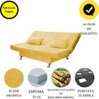 Sofá Cama Casal Com Almofadas Rivera Suede Amarelo