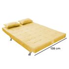 Sofá Cama Casal Com Almofadas Rivera Suede Amarelo