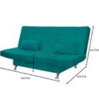 Sofá Cama Casal Com Almofadas Rivera Suede Azul Turquesa