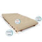 Sofá Cama Casal Com Madeira Nobre Natural - Bege Claro