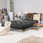 Sofa Cama Casal Futon Oriental Preto Com Madeira Maciça.