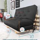 Sofa Cama Casal Futon Oriental Preto Com Madeira Maciça.