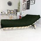 Sofa Cama Casal Futon Oriental Verde Militar Com Madeira Maci