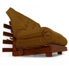 Sofá Cama Casal Futon Tokio Caramelo Madeira Maciça Cor Imbuia