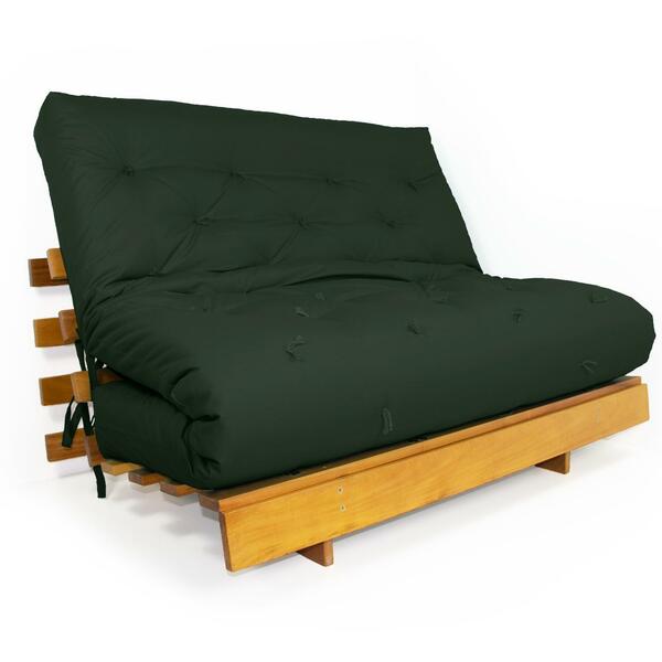 Sofá Cama Casal Futon Tokio Verde Militar Madeira Maciça Grap
