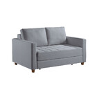 Sofa Cama Casal Marcelle 2 Lugares 150cm Linho Pe De Madeira