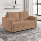 Sofá Cama Casal Marcelle Com 2 Lugares Em Bouclé E Pés De Mad