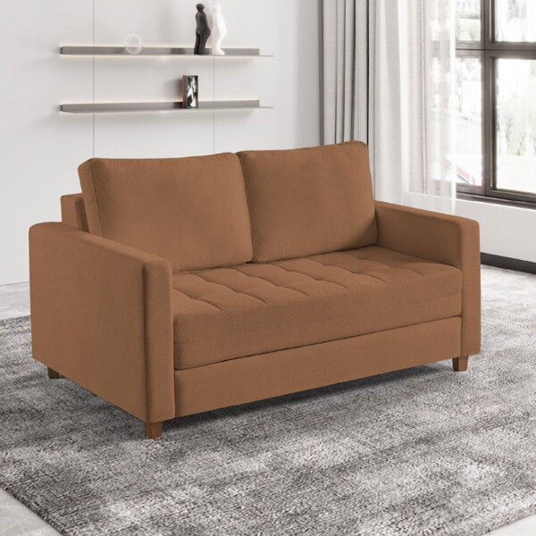 Sofá Cama Casal Marcelle Com 2 Lugares Em Bouclé E Pés De Mad