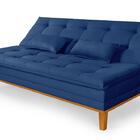 Sofá Cama Casal Reclinável 1,84m Melim Suede Premium Azul Mar