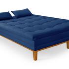 Sofá Cama Casal Reclinável 1,84m Melim Suede Premium Azul Mar