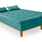Sofá Cama Casal Reclinável 1,84m Melim Suede Premium Azul Tur