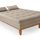 Sofá Cama Casal Reclinável 1,84m Melim Suede Premium Bege