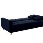 Sofá Cama Casal Reclinável Com Baú Pamela - Veludo Azul Marin