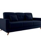 Sofá Cama Casal Reclinável Com Baú Pamela - Veludo Azul Marin