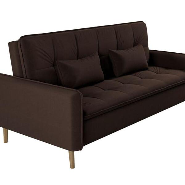 Sofá Cama Casal Reclinável Donna - Veludo Marrom Escuro