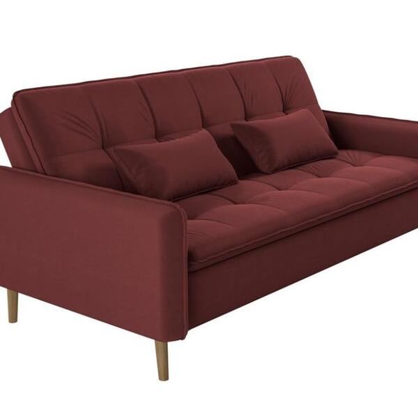 Sofá Cama Casal Reclinável Donna - Veludo Vinho