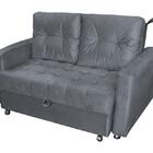 Sofá Cama Casal Reclinável Drika - Veludo Chumbo