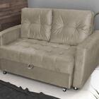 Sofá Cama Casal Reclinável Drika - Veludo Marrom Claro