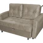 Sofá Cama Casal Reclinável Drika - Veludo Marrom Claro