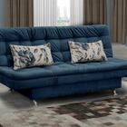 Sofá Cama Casal Reclinável Maria - Veludo Azul Marinho Almof.