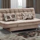 Sofá Cama Casal Reclinável Maria - Veludo Marrom Claro Almof.