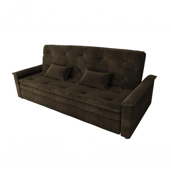 Sofá Cama Casal Reclinável Nanda - Veludo Turkey Chocolate