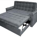 Sofá Cama Casal Reclinável Roxane - Veludo Chumbo