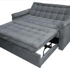 Sofá Cama Casal Reclinável Roxane - Veludo Chumbo