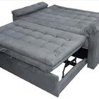 Sofá Cama Casal Reclinável Roxane - Veludo Chumbo