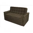 Sofá Cama Casal Reclinável Roxane - Veludo Marrom Escuro