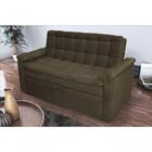 Sofá Cama Casal Reclinável Roxane - Veludo Marrom Escuro