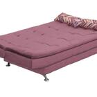 Sofá Cama Casal Reclinável Salomé - Veludo Rosê Almofada 464