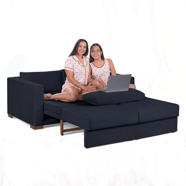 Sofa Cama Casal Sofia 2 Lugares 170cm Com Pés De Madeira Tale