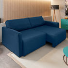 Sofá Cama Catar 210 Cm Encosto Reclinável Veludo Azul Marinho