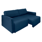 Sofá Cama Catar 210 Cm Encosto Reclinável Veludo Azul Marinho