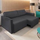 Sofá Cama Catar 210 Cm Encosto Reclinável Veludo Grafite Pés