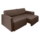 Sofá Cama Catar 210 Cm Encosto Reclinável Veludo Marrom Pés D