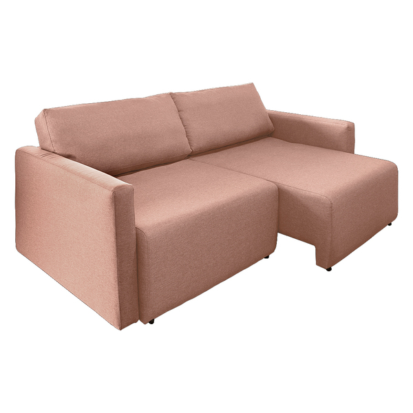 Sofá Cama Catar 210 Cm Encosto Reclinável Veludo Rosê Pés De